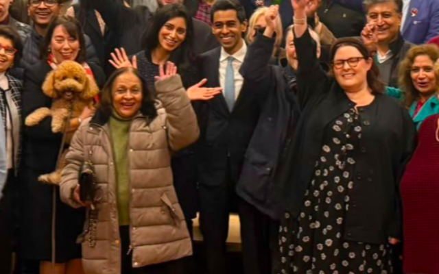 Ameet Jogia celebrates being reselected to fight the Hendon seat with local party activists