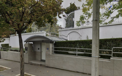 The Israeli embassy in Belgrade, Serbia, where a knife attacker was shot dead by police. (Credit: Google Maps)