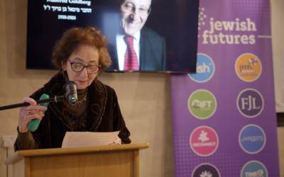 Shary Goldberg speaking at Manfred Goldberg MBE community memorial event.